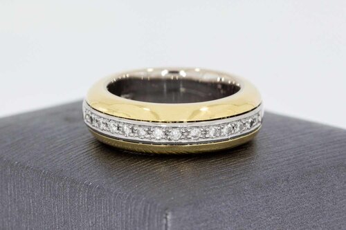 18 Karat Bicolor-Gold Ring Damen mit Diamant - Ringgröße 55