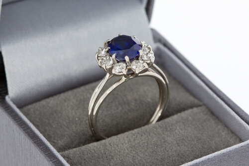 18 Karat Gold Rosettenring mit Saphir - Ringgröße 54