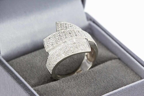 18 Karat Weißgold Pavé-Ring Damen mit Diamant - Ringgröße 53
