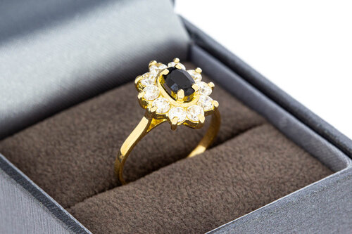 18 Karat Gold Ring Damen mit Saphir - Ringgröße 56