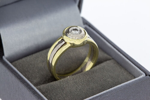 585 Gold Solitärring Damen mit Diamant - Ringgröße 57, 8,6 g