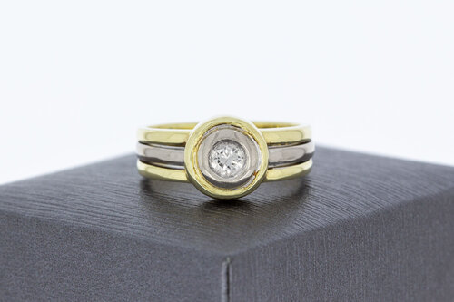 585 Gold Solitärring Damen mit Diamant - Ringgröße 57, 8,6 g