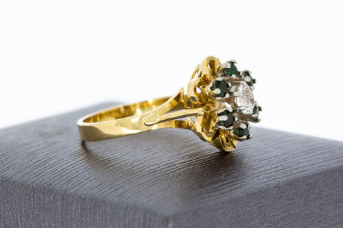 Marquise-Ring 750 Gold mit Smaragd und Saphir